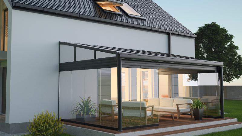 Terrace canopy - winter garden, 3d illustration